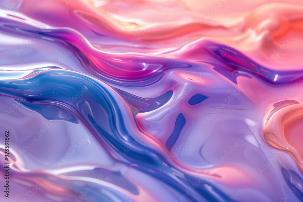 Obraz premium Fluid waves of color dance across an organic liquid surface under soft light