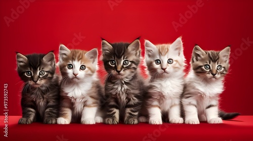 red kittens with a red background.