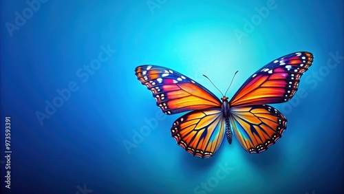 Vibrant butterfly against a blue background, butterfly, wings, colorful, insect, nature, vibrant, beauty, flying, delicate