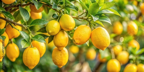 Lemon tree with ripe yellow fruits, lemon, tree, fruits, citrus, yellow, fresh, organic, garden, harvest, agriculture, tropical