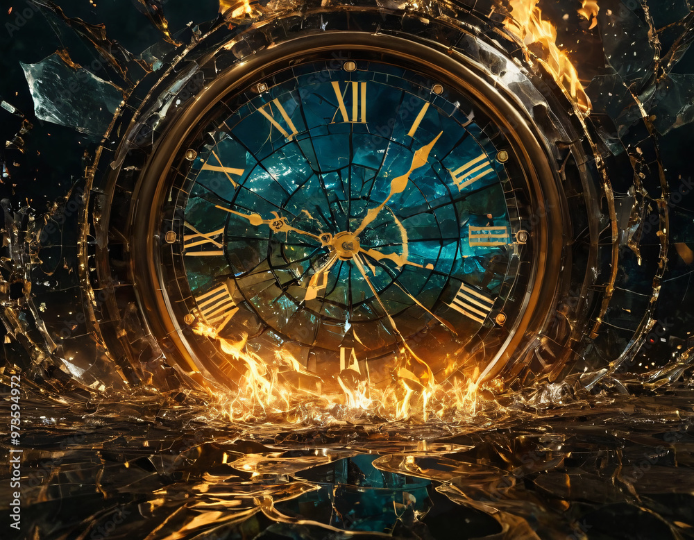 Obraz premium abstract ice clock destruction and time
