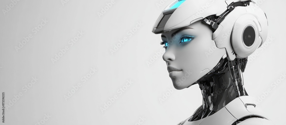 Isolated 3D robot girl in white on a plain background Isolated 3D robot girl in white on a plain background