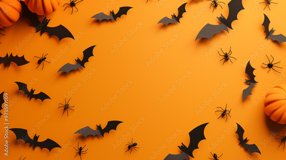 halloween background with pumpkin and bats halloween background with pumpkin and bats