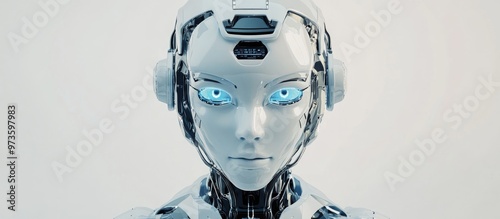 3D rendering of a female humanoid robot set against a clean white backdrop