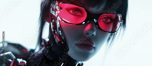 3D illustration of a stylish girl in cyberpunk fashion showcasing futuristic android inspired attire photo