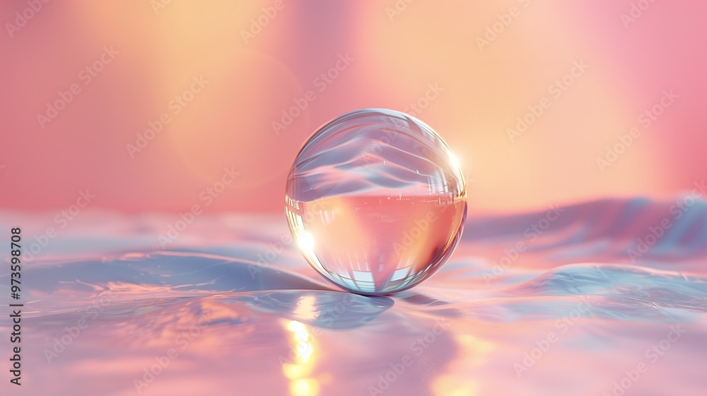 Crystal Sphere Illuminated by the Warm Light of the Sunset. Crystal Sphere Illuminated by the Warm Light of the Sunset.
