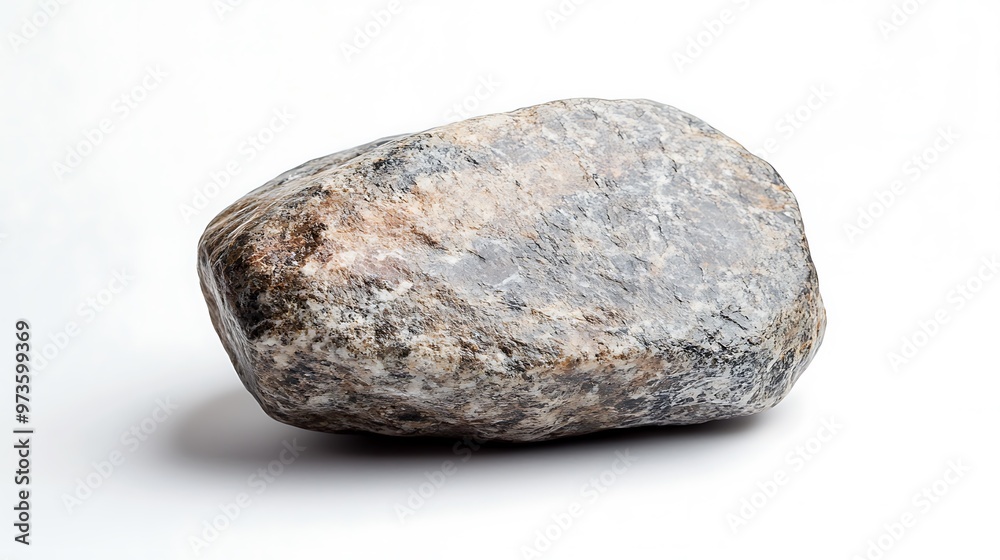 A detailed image of a single stone on a white background, showcasing its unique surface texture and natural imperfections in sharp clarity A detailed image of a single stone on a white background, showcasing its unique surface texture and natural imperfections in sharp clarity