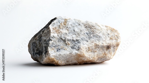 A detailed image of a single stone on a white background, showcasing its unique surface texture and natural imperfections in sharp clarity photo