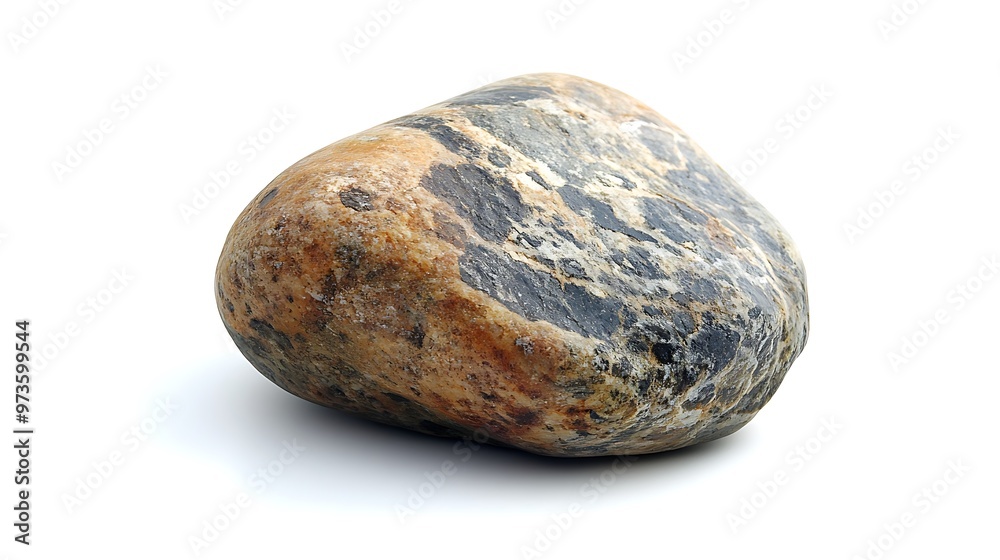 A single smooth stone placed on a bright white background, showcasing sharp edges and natural textures, ideal for illustration purposes A single smooth stone placed on a bright white background, showcasing sharp edges and natural textures, ideal for illustration purposes