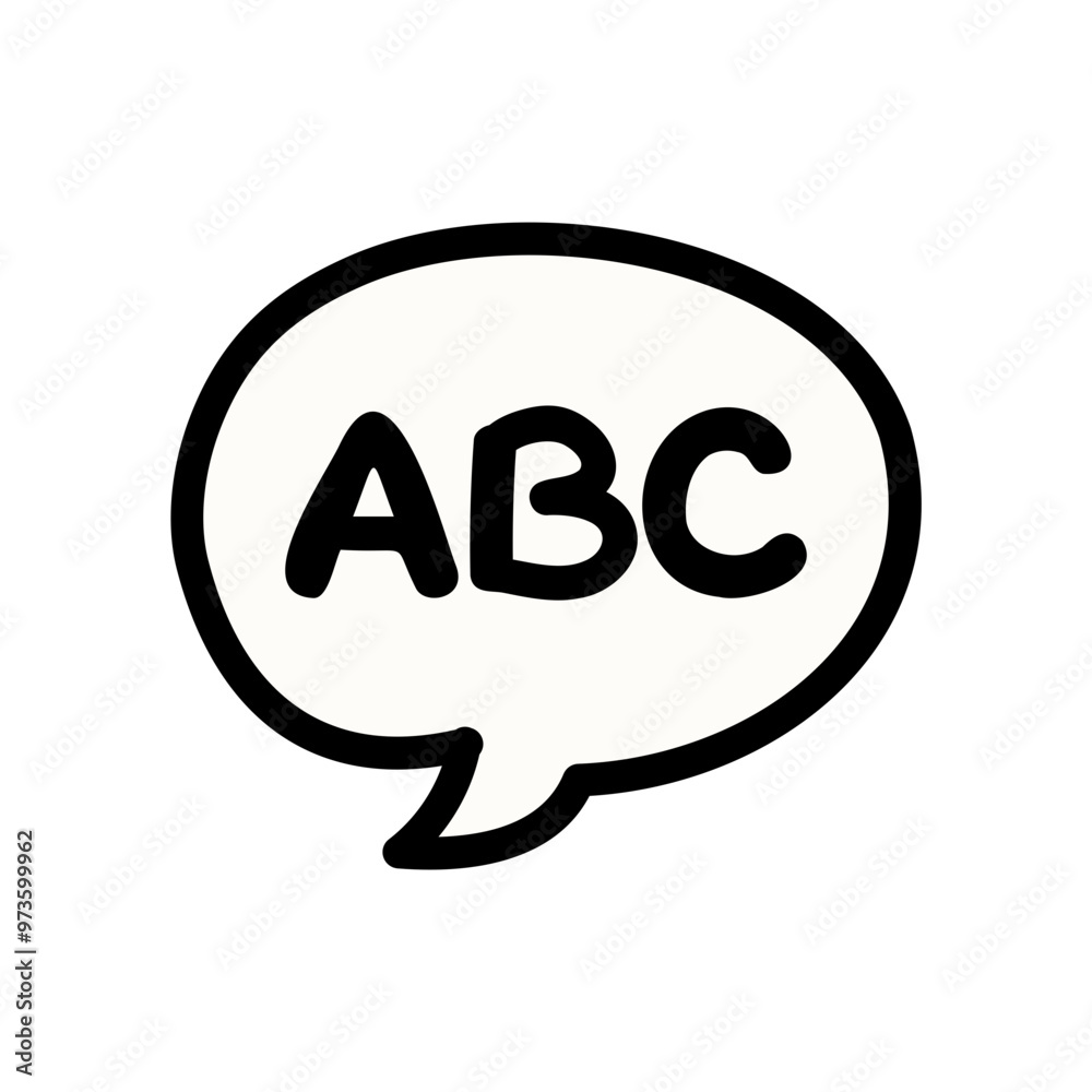Hand drawn ABC alphabet speech bubble icon. Education, language learning concepts. Colored outline vector design isolated illustration. Hand drawn ABC alphabet speech bubble icon. Education, language learning concepts. Colored outline vector design isolated illustration.