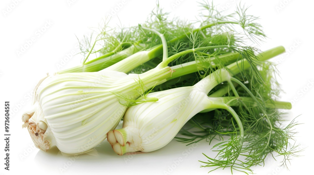 Fresh florence fennel branch isolated on white background Fresh florence fennel branch isolated on white background