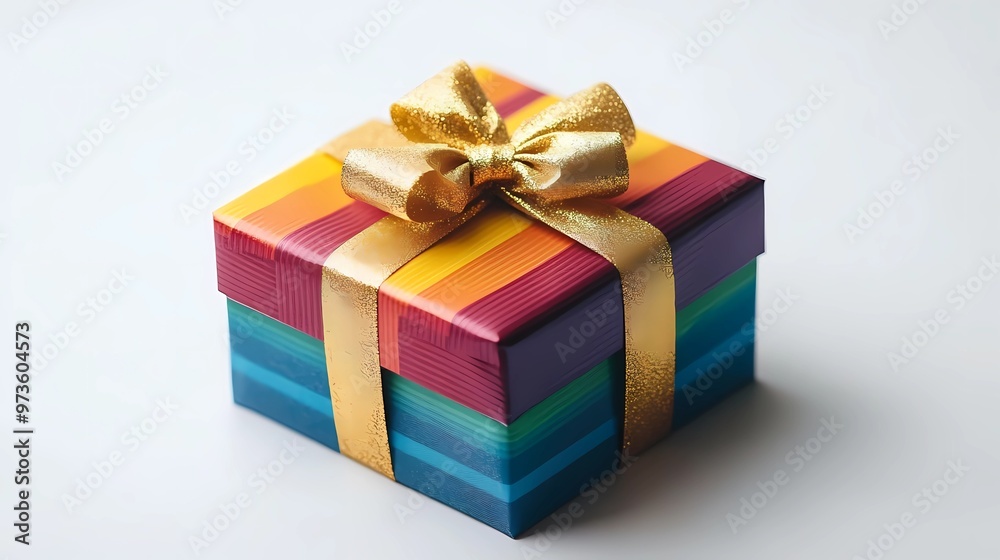 Colorful gift box with ribbon isolated at white background Colorful gift box with ribbon isolated at white background