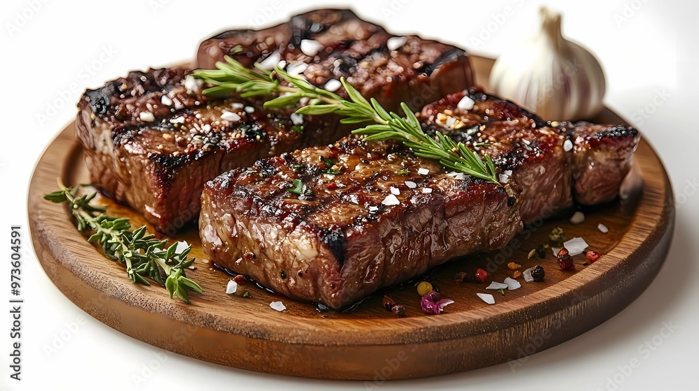 beef steak with vegetables at wooden plate beef steak with vegetables at wooden plate