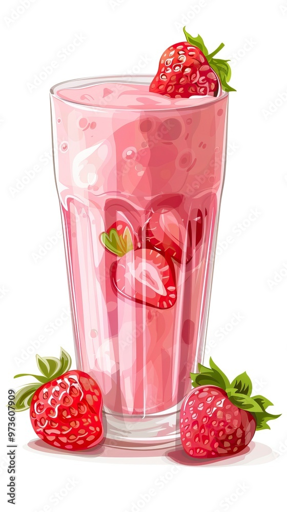 Glass of strawberry smoothie icon isolated on a white background Glass of strawberry smoothie icon isolated on a white background