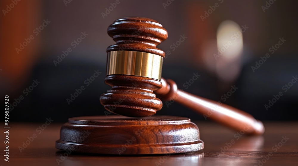 Close-up of a wooden gavel resting on a wooden surface.