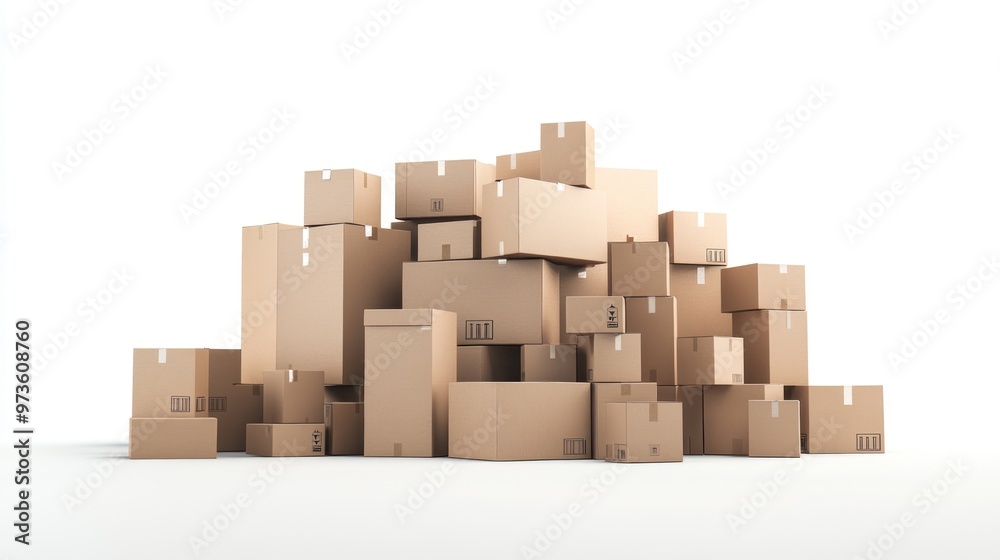 Stack of various sized cardboard boxes, isolated on white background. Stack of various sized cardboard boxes, isolated on white background.