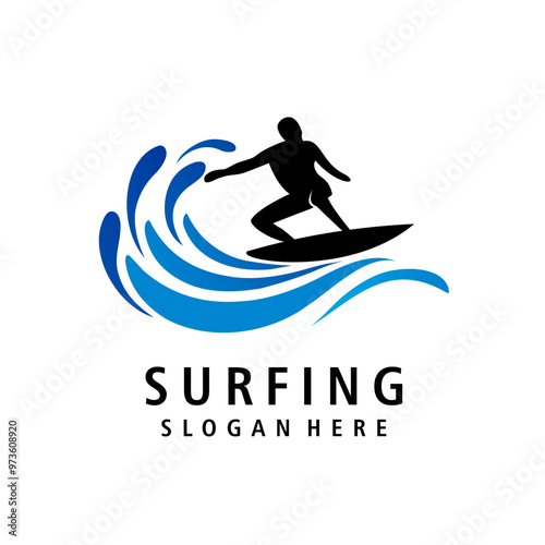 surfing logo design vector illustration