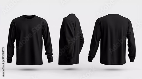 Blank black longsleeve t-shirt mockup, nice different view