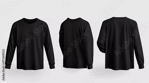Blank black longsleeve t-shirt mockup, nice different view