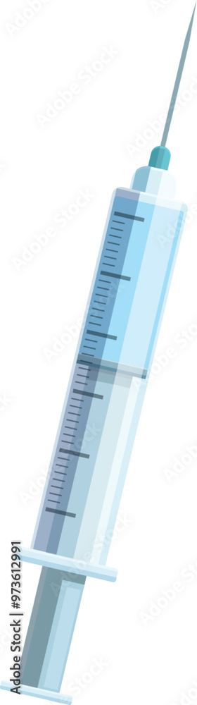 Medical syringe is filled with blue liquid, ready for a doctor or nurse to administer an injection Medical syringe is filled with blue liquid, ready for a doctor or nurse to administer an injection