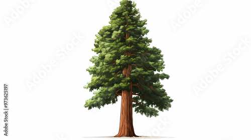 Tall redwood tree isolated on transparent background. Redwood Forest. Illustration