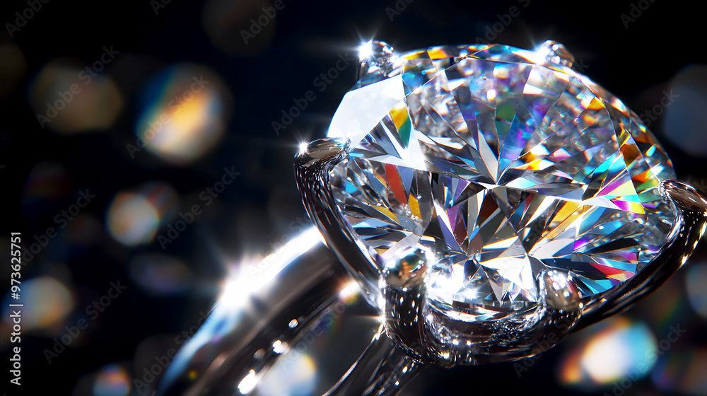 close-up of a sparkling diamond solitaire ring, the brilliant-cut stone catching the light close-up of a sparkling diamond solitaire ring, the brilliant-cut stone catching the light