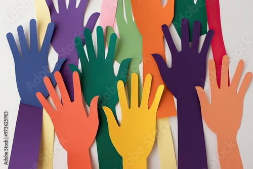 Embracing Diversity and Equality Through Hands and Paper Silhouettes photo