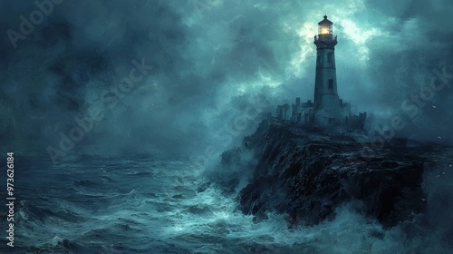 Lighthouse on a Stormy Coast