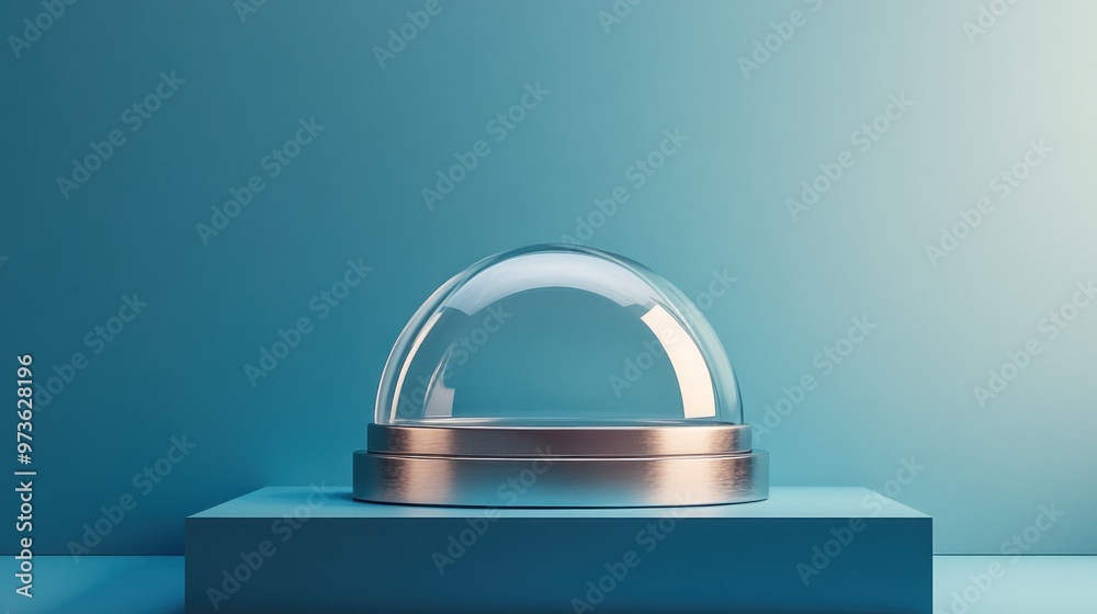 Glass dome on a blue pedestal. Glass dome on a blue pedestal.