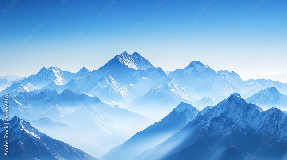 Majestic snow-capped mountain range under clear blue sky, showcasing the breathtaking beauty of towering peaks, pristine wilderness, and serene natural landscape. High resolution, perfect for nature, Majestic snow-capped mountain range under clear blue sky, showcasing the breathtaking beauty of towering peaks, pristine wilderness, and serene natural landscape. High resolution, perfect for nature,