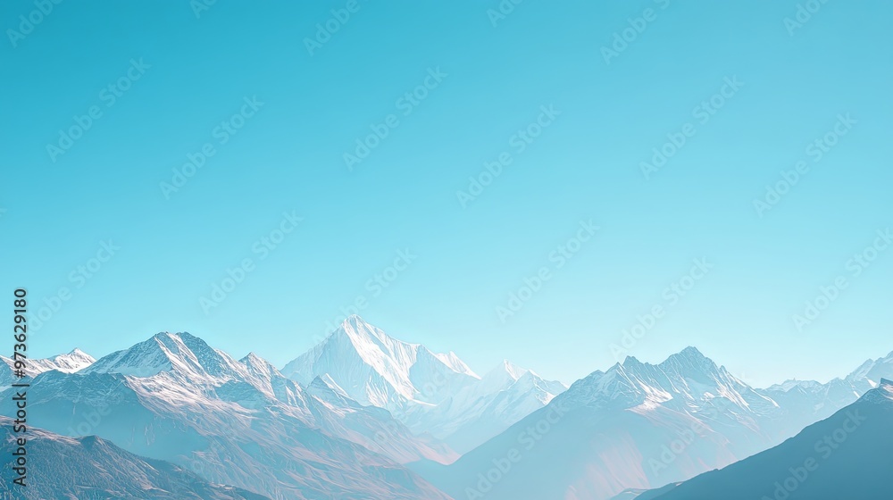 Majestic snow-capped mountain range under clear blue sky, showcasing the breathtaking beauty of towering peaks, pristine wilderness, and serene natural landscape. High resolution, perfect for nature, Majestic snow-capped mountain range under clear blue sky, showcasing the breathtaking beauty of towering peaks, pristine wilderness, and serene natural landscape. High resolution, perfect for nature,