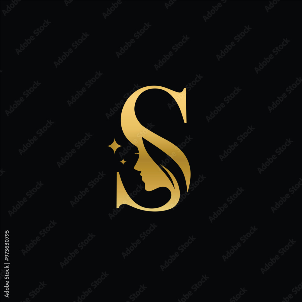 letter S luxury beauty logo, Letter S with women beauty logo template. letter S luxury beauty logo, Letter S with women beauty logo template.