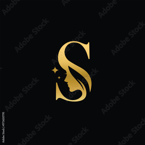 letter S luxury beauty logo, Letter S with women beauty logo template.