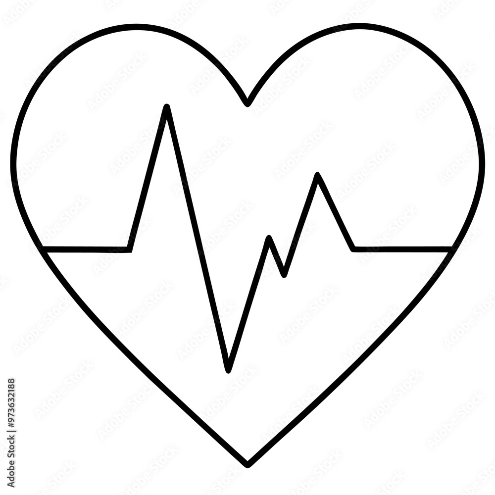 heart rate outline coloring book page line art drawing heart rate outline coloring book page line art drawing