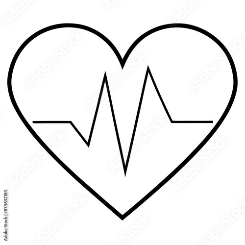 heart rate outline coloring book page line art drawing