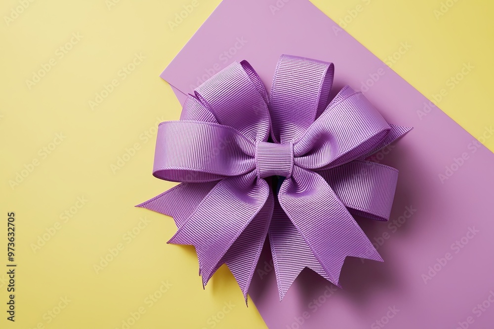 Lavender Ribbon Bow Decor on Vibrant Background Lavender Ribbon Bow Decor on Vibrant Background