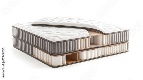 side view of the layered orthopedic mattress, with plush memory foam on top and a firm base