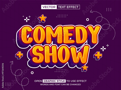 comedy show editable text, font effect, 3d text for title
