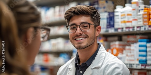 A pharmacist in a modern pharmacy. Generative AI