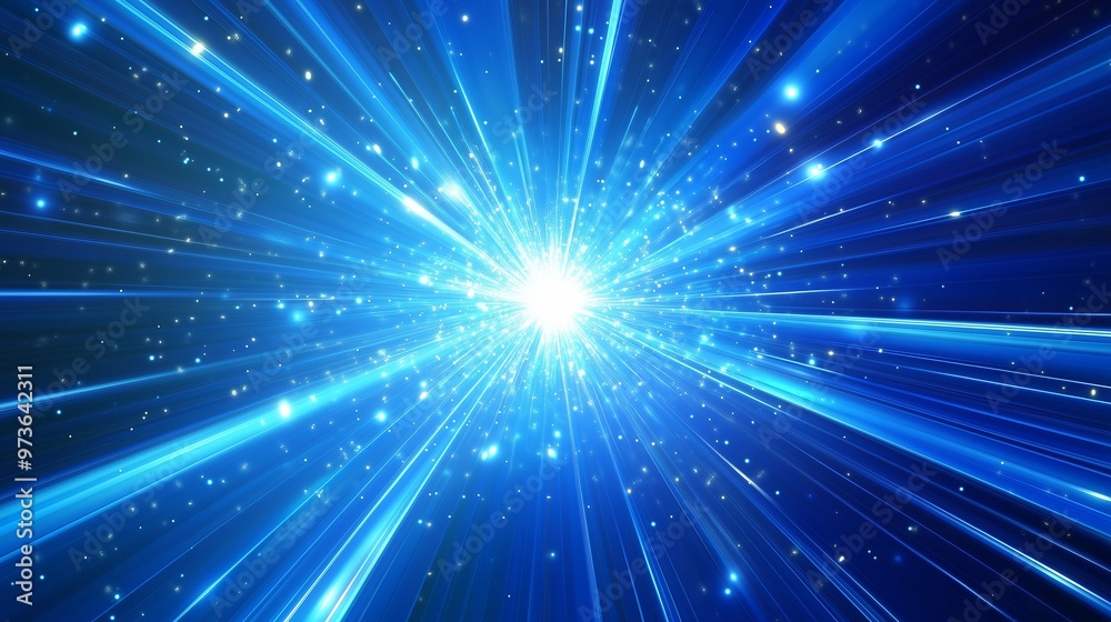 Fototapeta premium Blue light line glow network connection ray digital technology