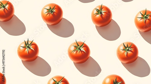 Red Tomatoes Pattern on White Background