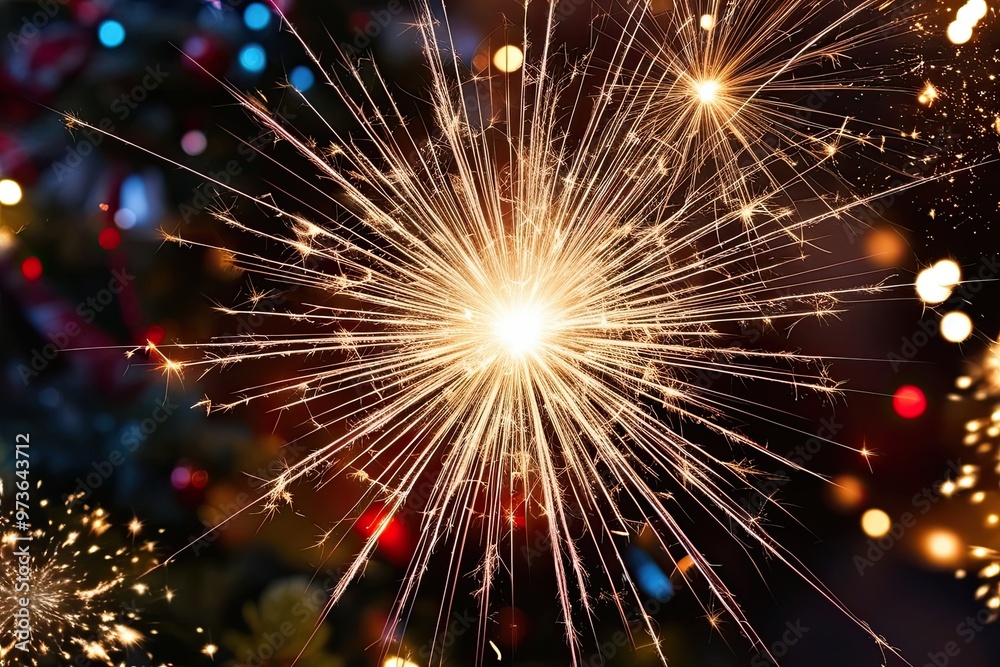 Dazzling Sparkler Light Effect with Energetic Sparks and Festive Overlay Dazzling Sparkler Light Effect with Energetic Sparks and Festive Overlay