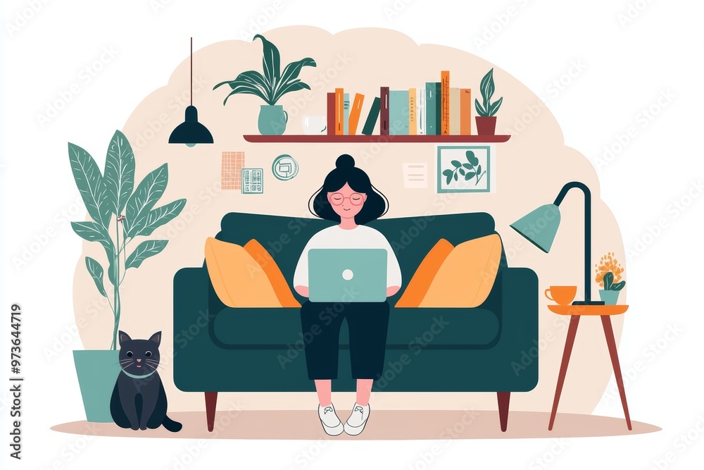 Serene Remote Working - Balancing Work and Personal Life in Comfortable Home Setting Serene Remote Working - Balancing Work and Personal Life in Comfortable Home Setting