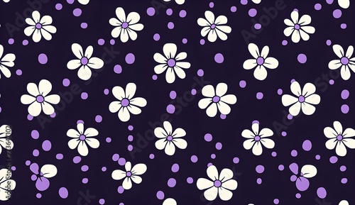 Wallpaper Mural Purple and White Flower Pattern Torontodigital.ca