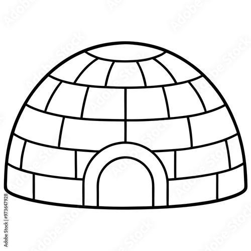 igloo outline coloring book page line art drawing
