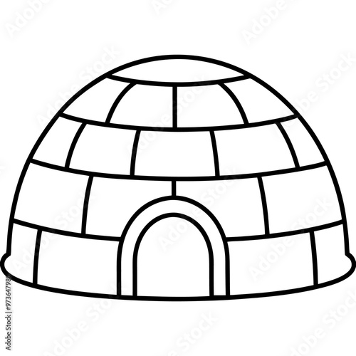 igloo outline coloring book page line art drawing