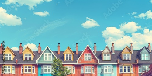 Townhouses in suburban areas reflecting rising real estate costs and growing housing expenses in a market vulnerable to declines. photo