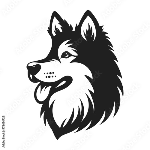 Vector dog head silhouette design for print and digital use.