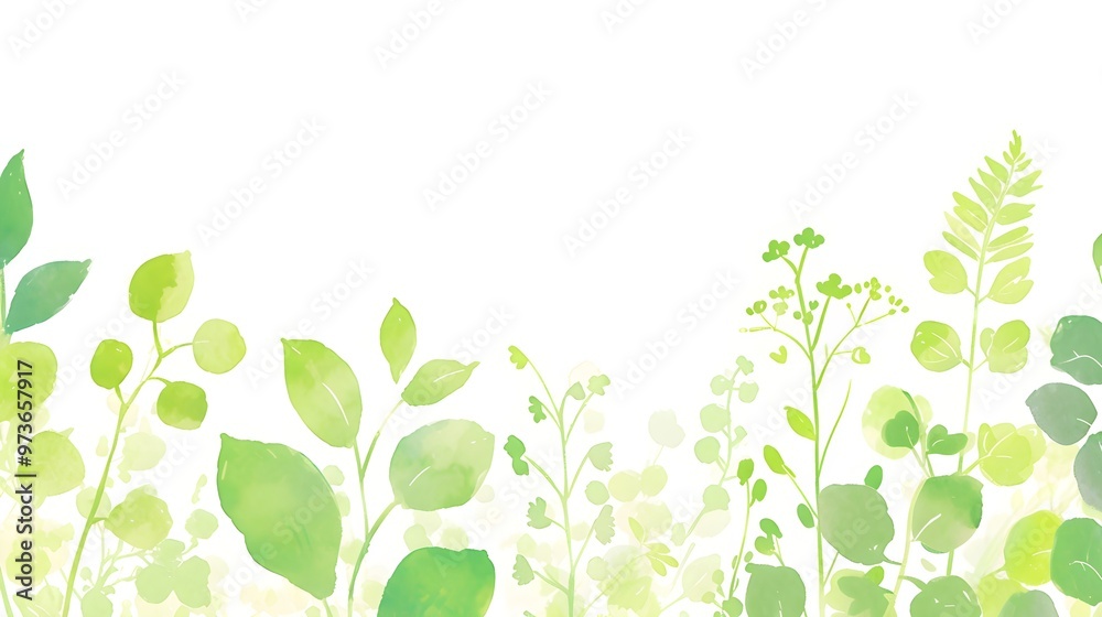 Watercolor frame made of green leaves and branches on white background with copy space. Spring natural border. Simple minimalistic design for card, invitation, poster, save the date, wedding Watercolor frame made of green leaves and branches on white background with copy space. Spring natural border. Simple minimalistic design for card, invitation, poster, save the date, wedding