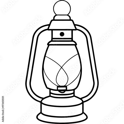 kerosene light outline coloring book page line art drawing